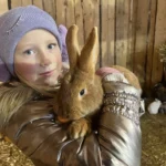 dziecko z królikiem